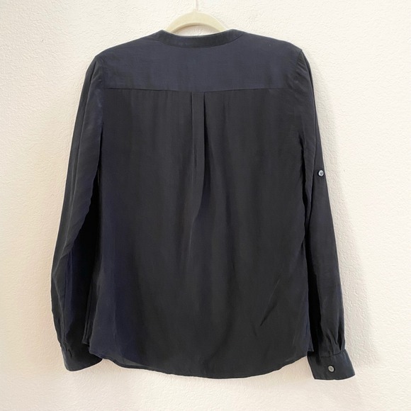 Banana Republic Silk Black Long Sleeve V-Neck Tunic Shirt Size S - Picture 8 of 11